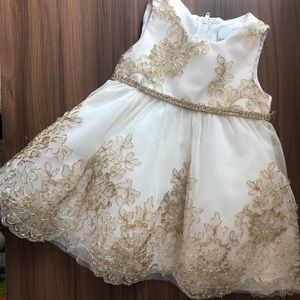 Ivory with Gold Lace Dress